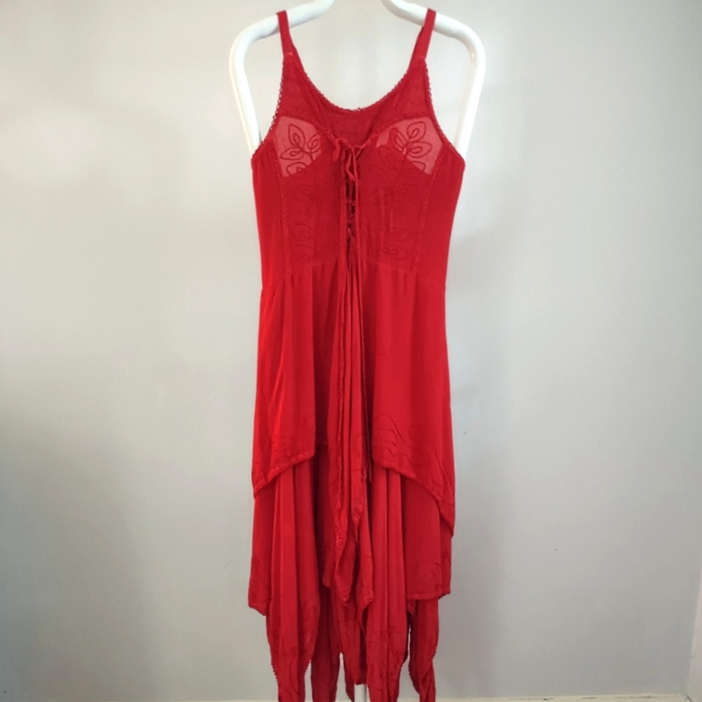 Jackpot Red Boho Flouncy Strappy Sundress